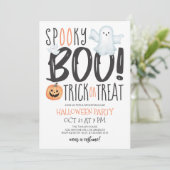 Boo Ghost Jack O'Lantern Typography Halloween Kaart (Staand voorkant)