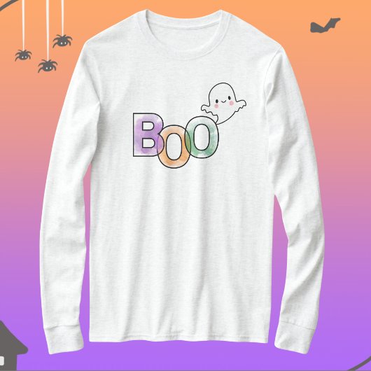 Boo Ghost Lange Mouw Herfst Halloween Tshirt