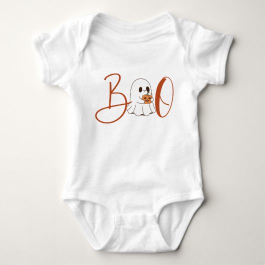 Boo Ghost met pompoen Halloween Baby Outfit Romper (Voorkant)