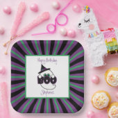 Boo Ghost Paars, Black en Green Birthday Papieren Bordje (Feest)