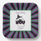 Boo Ghost Paars, Black en Green Birthday Papieren Bordje (Voorkant)