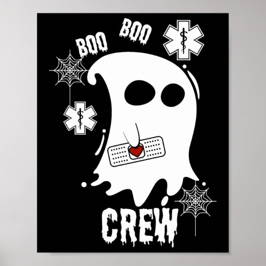 Boo Ghost Paramedic Crew Costume Cute Easy Halowe Poster (Voorkant)