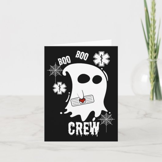 Boo Ghost Paramedic Crew Kostuum Cute Easy Hallowe Kaart (Voorkant)