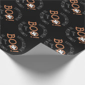 BOO! Ghost Pattern Halloween Party Personalized Cadeaupapier (Hoek)