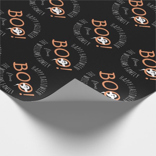 BOO! Ghost Pattern Halloween Party Personalized Cadeaupapier (Hoek)