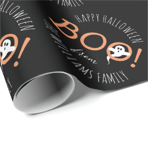BOO! Ghost Pattern Halloween Party Personalized Cadeaupapier