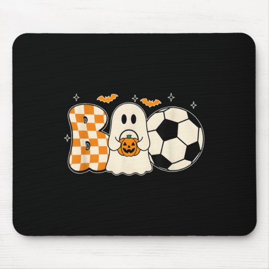 Boo Ghost Playing Soccer Halloween Players Trick O Muismat (Voorkant)