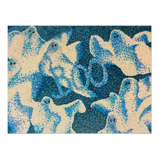 Boo. Ghost Pointillism Halloween Print Perfect Poster (Voorkant)