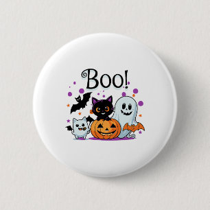 Boo Ghost Pumpkin Cat en TS Halloween grafische vr Ronde Button 5,7 Cm
