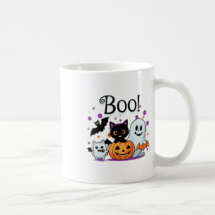 Boo Ghost Pumpkin Cat en vleermuizen Halloween Gra Koffiemok