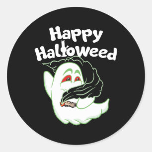 Boo Ghost Roken Wiet THC Happy Halloweed Hallowe Ronde Sticker