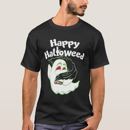Boo Ghost Roken Wiet THC Happy Halloweed Hallowe T-shirt (Voorkant)