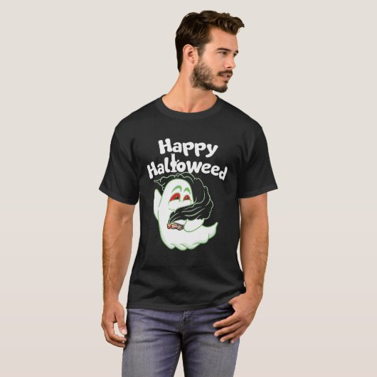 Boo Ghost Roken Wiet THC Happy Halloweed Hallowe T-shirt (Voorkant volledig)