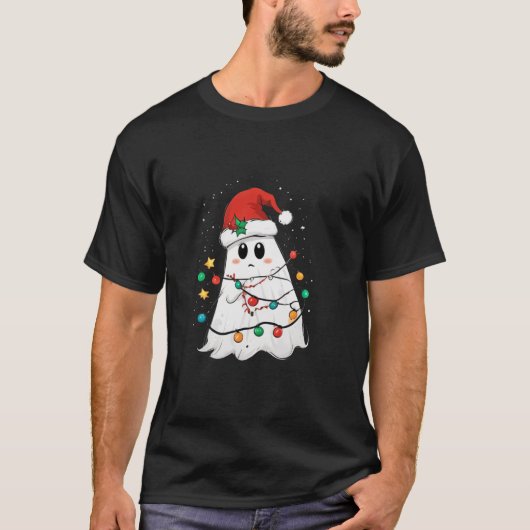 Boo Ghost Santa Xmas Light Halloween Christmas Man T-shirt (Voorkant)
