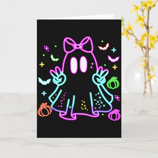 Boo Ghost Soky Season Girls Kids Glow In Halloween Kaart (Gele Bloem)