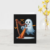 Boo Ghost speelt harp Halloween muziekinstrument Kaart (Gele Bloem)