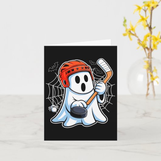 Boo Ghost Spelen Hockey Grappig Halloween Hockey C Kaart (Gele Bloem)
