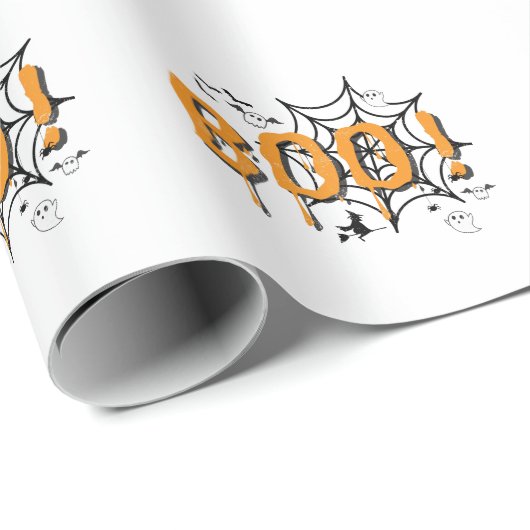 Boo Ghost Spooky Funny Halloween  wrappen Cadeaupapier (Rol Hoek)