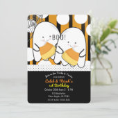 Boo Ghost Twin Boys Halloween 1e verjaardagsfeest Kaart (Staand voorkant)