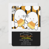 Boo Ghost Twin Boys Halloween 1e verjaardagsfeest Kaart (Voorkant)