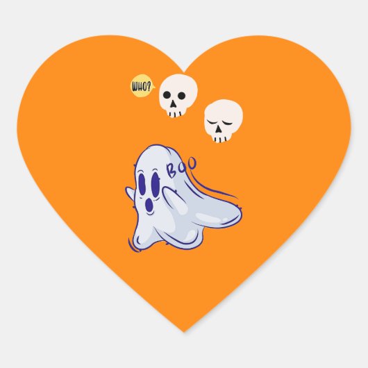 Boo Ghost UK 31 Spooky USA Skull Oktober Halloween Hart Sticker (Voorkant)