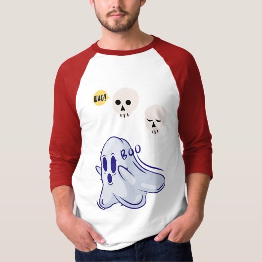 Boo Ghost UK 31 Spooky USA Skull Oktober Halloween T-shirt (Voorkant)