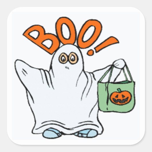 BOO! GHOST VIERKANTE STICKER (Voorkant)