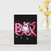 Boo Ghost Witch Nk Ribbon Breast Cancer Halloween Kaart (Gele Bloem)