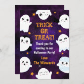 Boo Ghosts Halloween Party Bedankkaart (Voorkant / Achterkant)