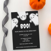Boo Ghosts Spooky Zwart Wit Halloween Party Kaart