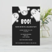 Boo Ghosts Spooky Zwart Wit Halloween Party Kaart (Staand voorkant)