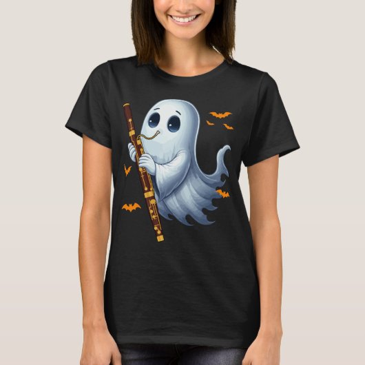 Boo Ghoul Playing Bassoon Halloween Musical Instru T-shirt (Voorkant)