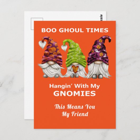 Boo Ghoul Times hanging with My Gnomies Halloween Briefkaart (Voorkant / Achterkant)