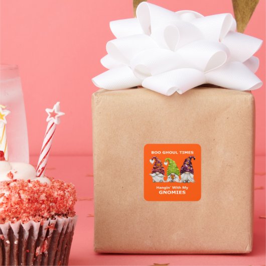 Boo Ghoul Times hanging with My Gnomies Halloween Vierkante Sticker (Feest)