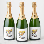 Boo Giraffe Halloween Ghost Giraffe _1 Sparkling Wijnetiket (Flessen)