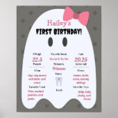 Boo. Girls Halloween 1st Birthday Milestone Poster (Voorkant)