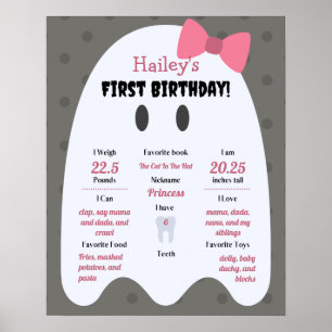Boo. Girls Halloween 1st Birthday Milestone Poster