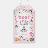 BOO! Girly Halloween Birthday Girl Party Treat Cadeaulabel (Voorkant)