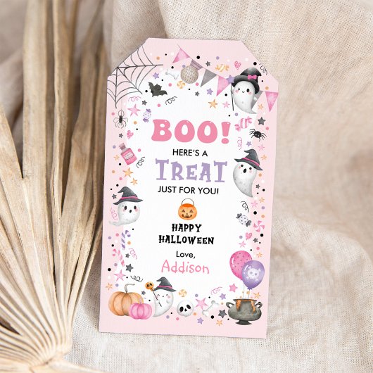 BOO! Girly Halloween Birthday Girl Party Treat Cadeaulabel