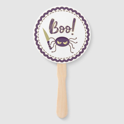 Boo grappig Halloween spin karakter mes hand Handwaaier (Voorkant)
