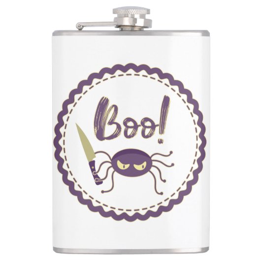 Boo grappig Halloween spin karakter mes hand Heupfles (Voorkant)