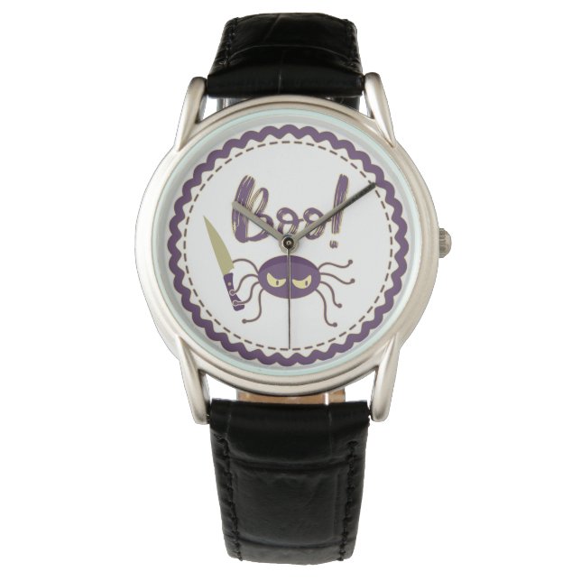 Boo grappig Halloween spin karakter mes hand Horloge (Voorkant)