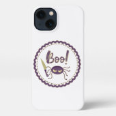 Boo grappig Halloween spin karakter mes hand iPhone Hoesje (Achterkant)