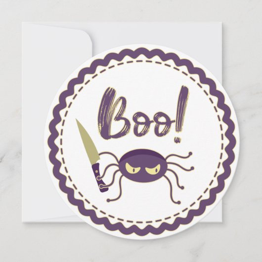 Boo grappig Halloween spin karakter mes hand Kaart (Voorkant)