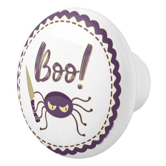 Boo grappig Halloween spin karakter mes hand Keramische Knop (Rechts)