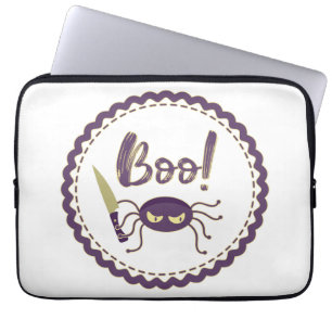 Boo grappig Halloween spin karakter mes hand Laptop Sleeve