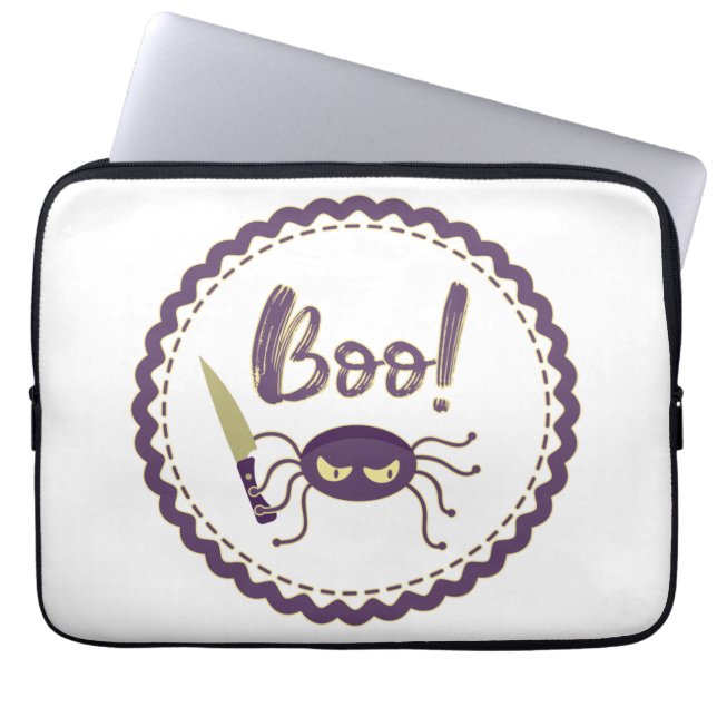 Boo grappig Halloween spin karakter mes hand Laptop Sleeve (Voorkant)
