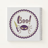Boo grappig Halloween spin karakter mes hand Notitieboek (Achterkant)