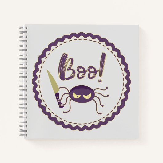 Boo grappig Halloween spin karakter mes hand Notitieboek (Voorkant)