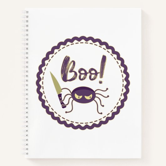 Boo grappig Halloween spin karakter mes hand Notitieboek (Voorkant)